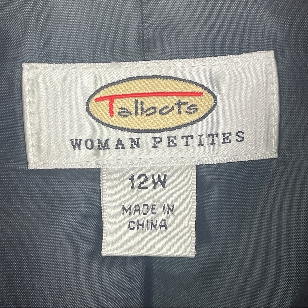 Talbots Women's Sz 12W Classic Crepe 100% Wool Black Blazer Jacket Lightweight - Picture 4 of 6